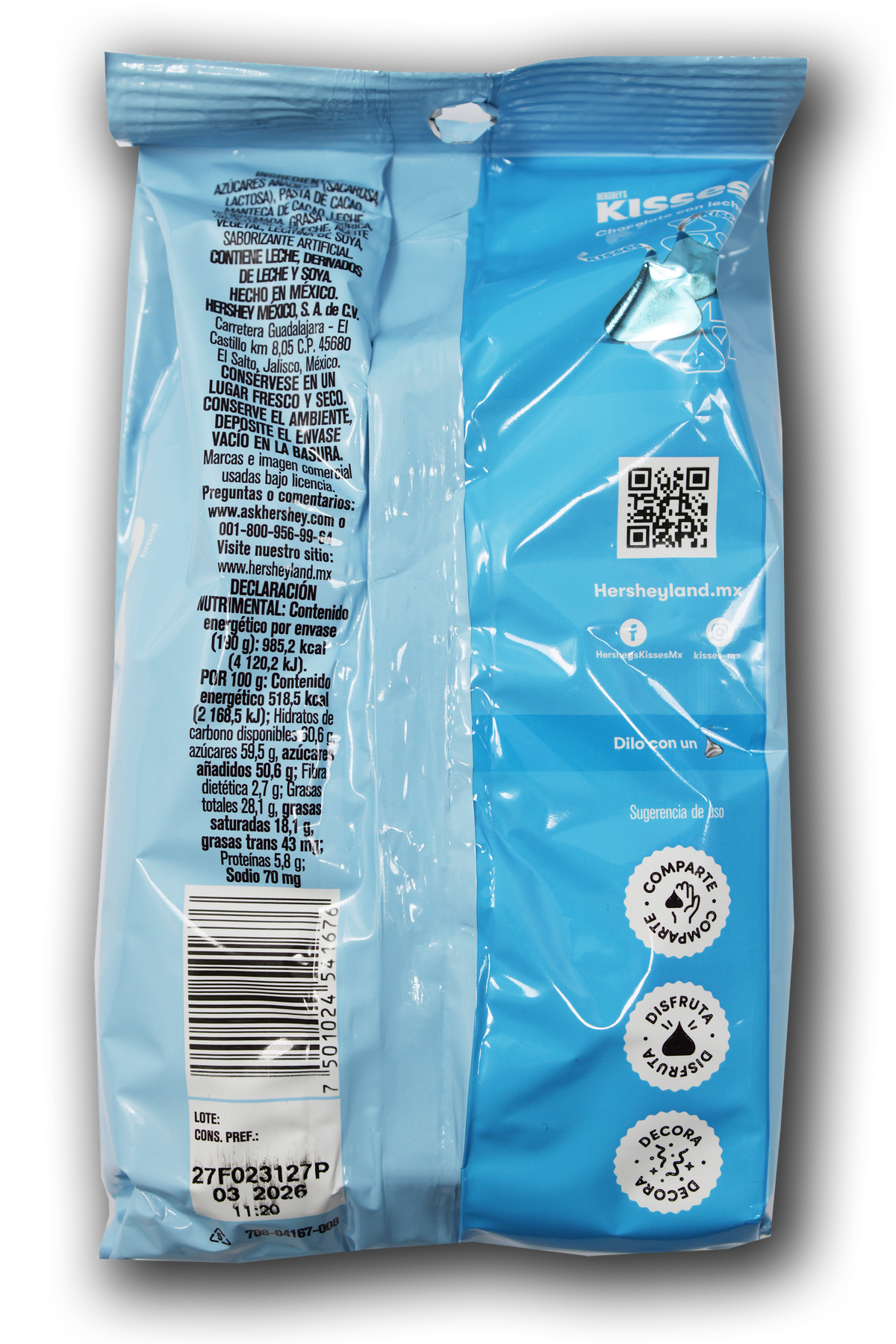 Kisses Azul de Chocolate con Leche Hershey's 190 grs