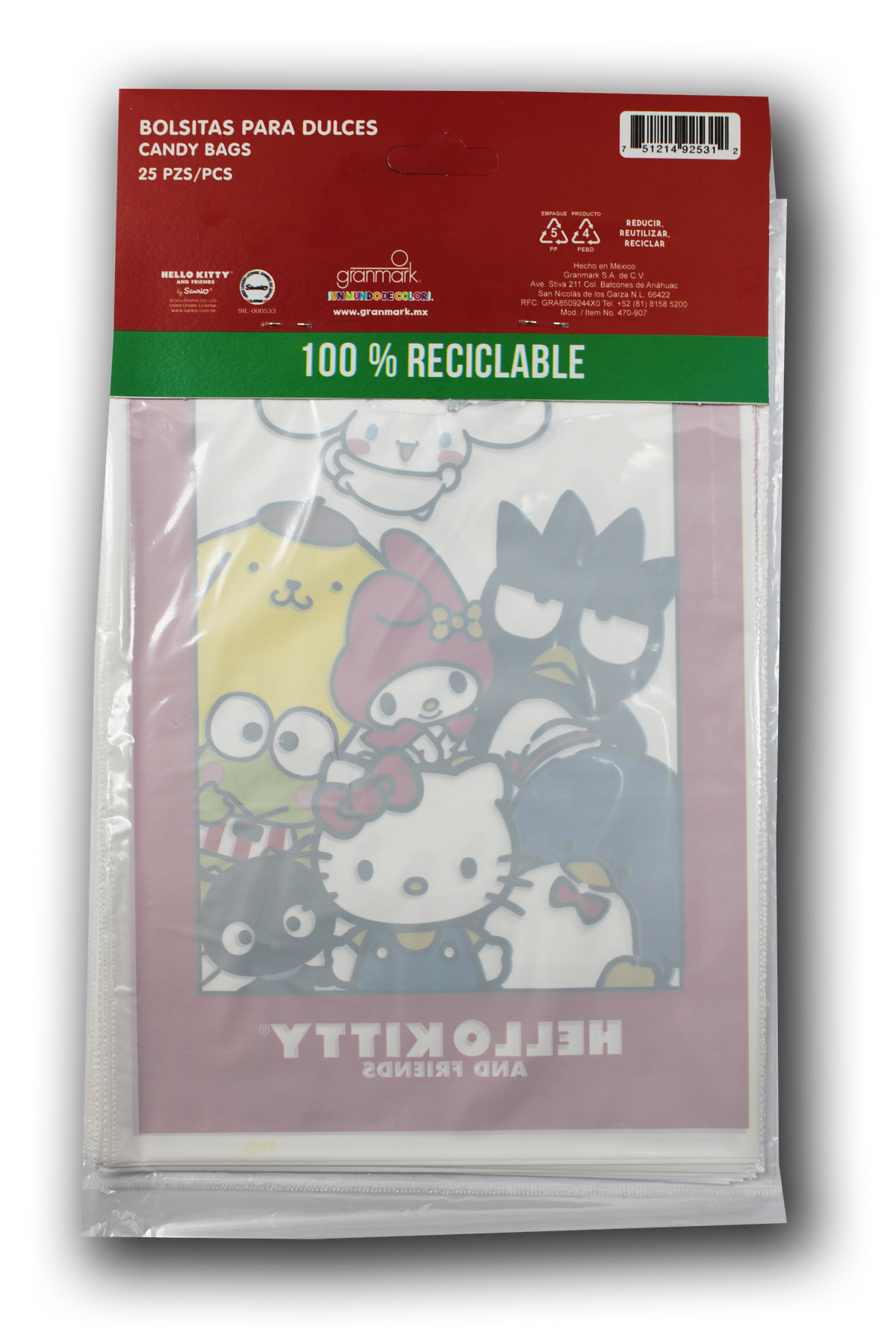Bolsa para bolo para dulces kitty and friends 25 Pzas