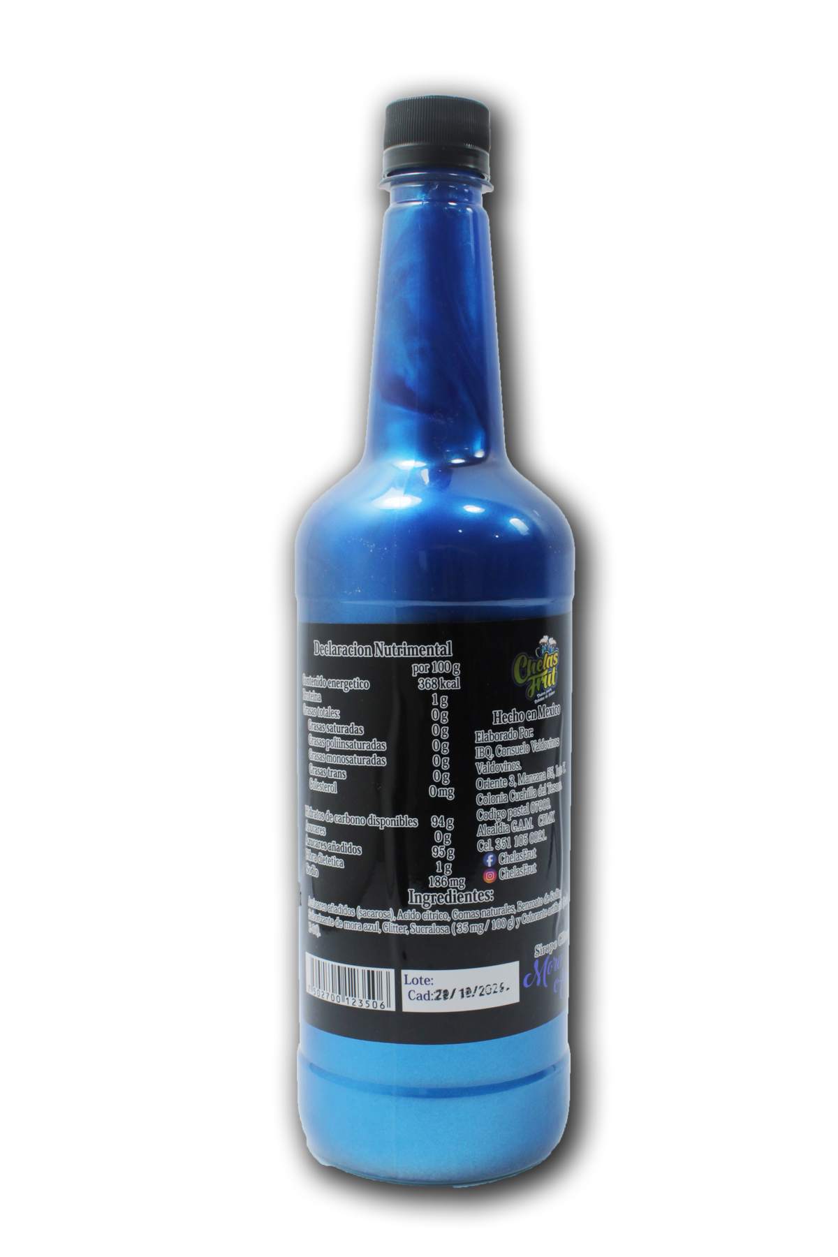 Sirope Glow Up Sabor Mora Azul con Glitter