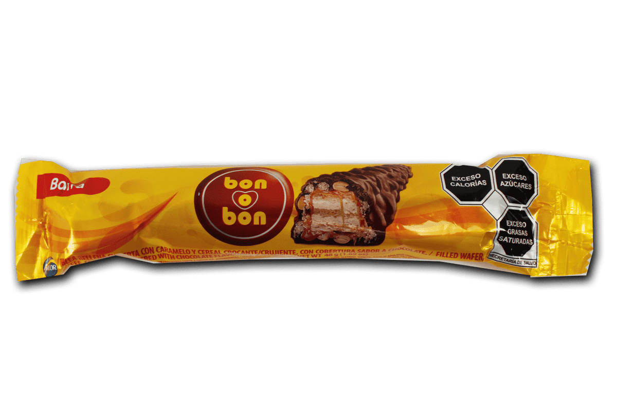 Barrita crujiente rellena de caramelo y cubierta de chocolate