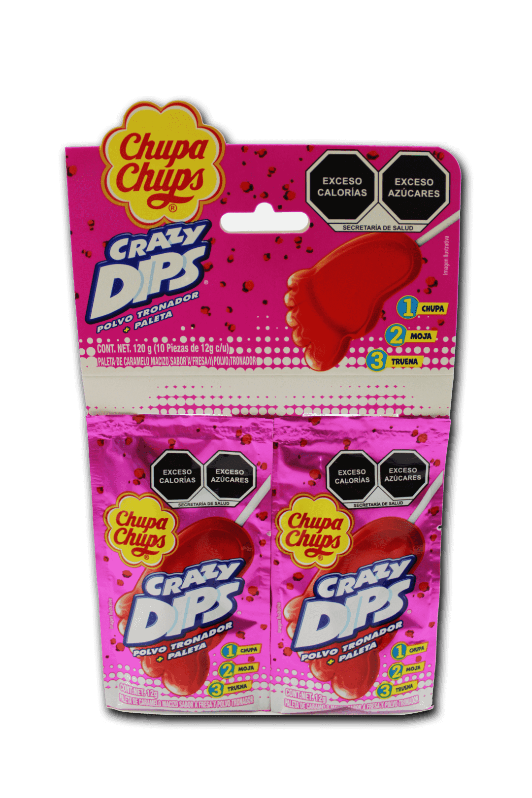 Paletas Crazy Dips tira sabor fresa