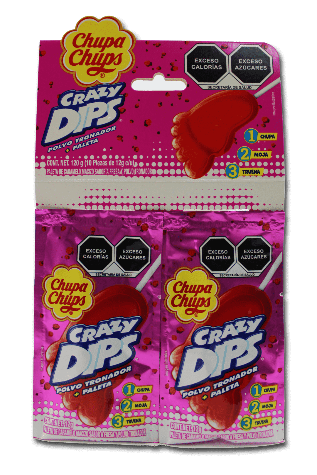 Paletas Crazy Dips tira sabor fresa