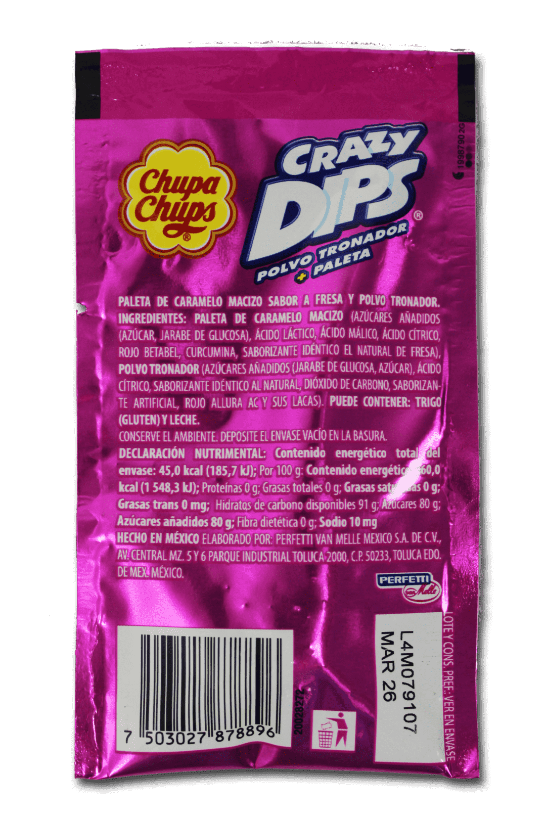 Paletas Crazy Dips tira sabor fresa