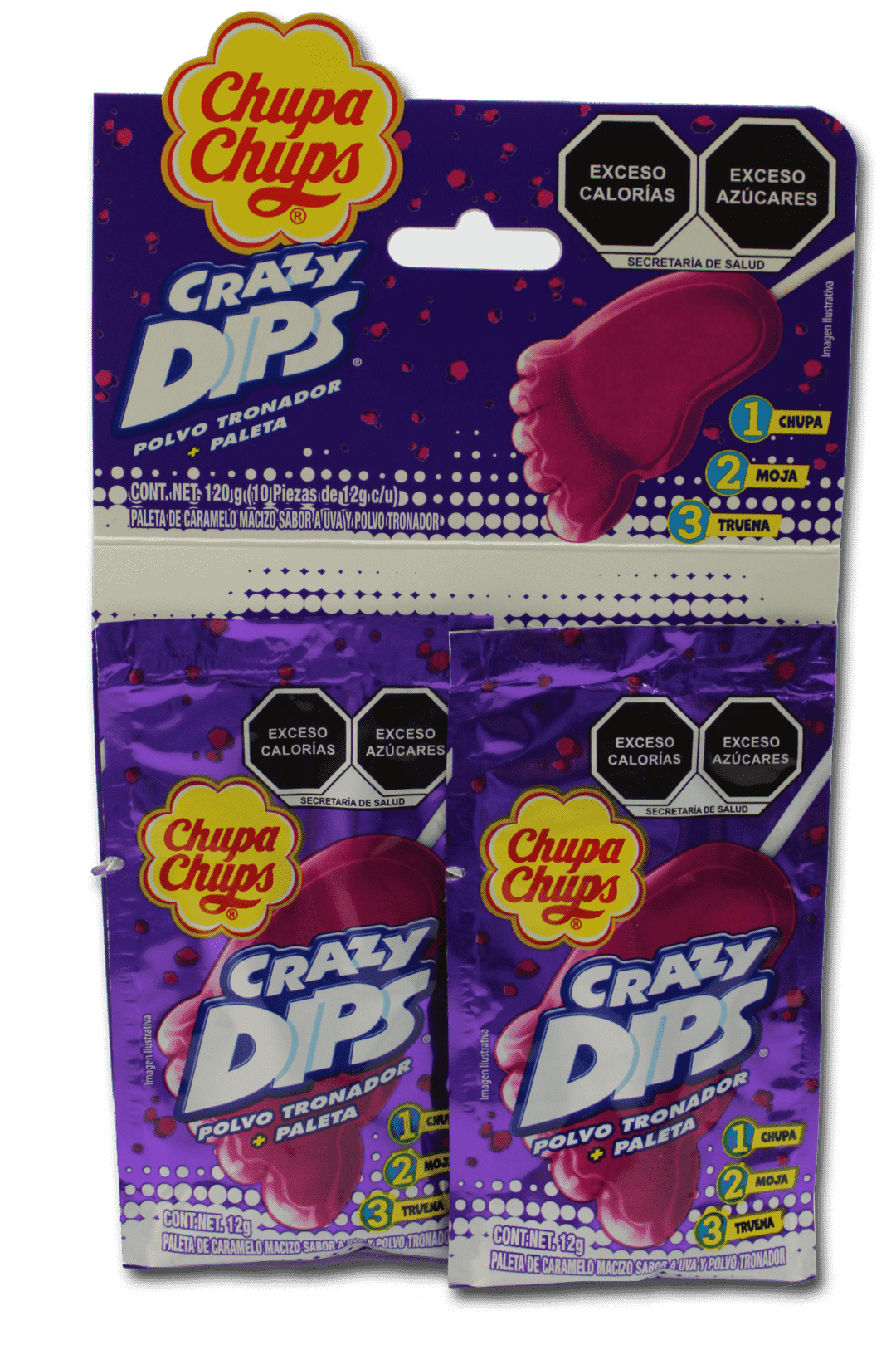 Paletas Crazy Dips tira sabor uva