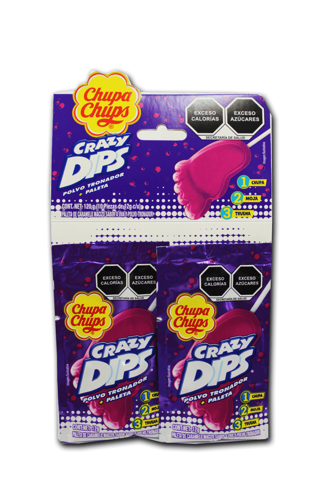 Paletas Crazy Dips tira sabor uva