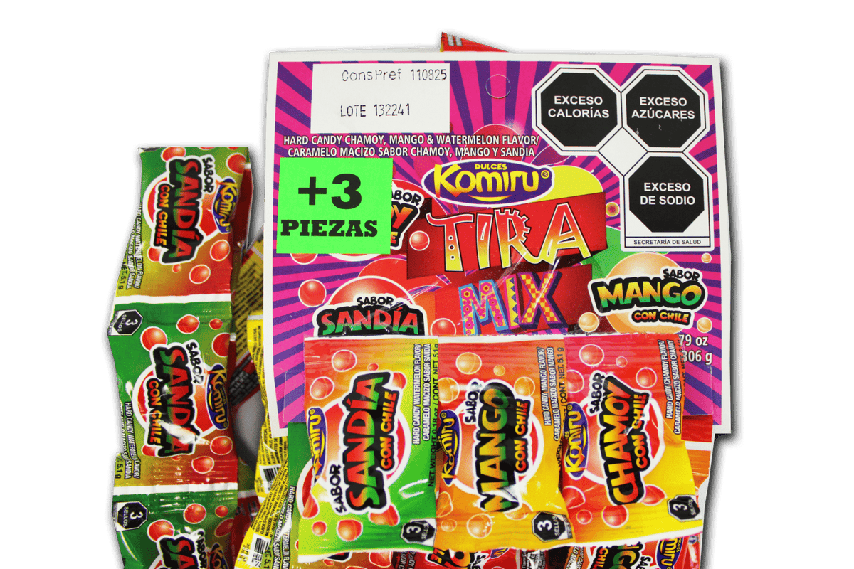 Paletas caramelo mix mango chamoy sandia tira