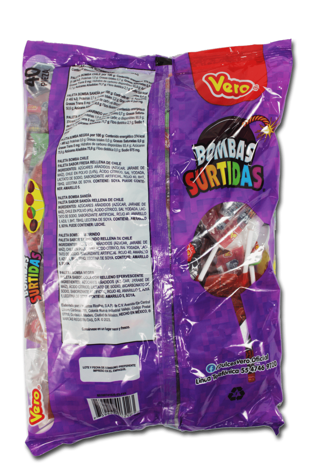 Paletas de caramelo Vero Bombas Surtidas
