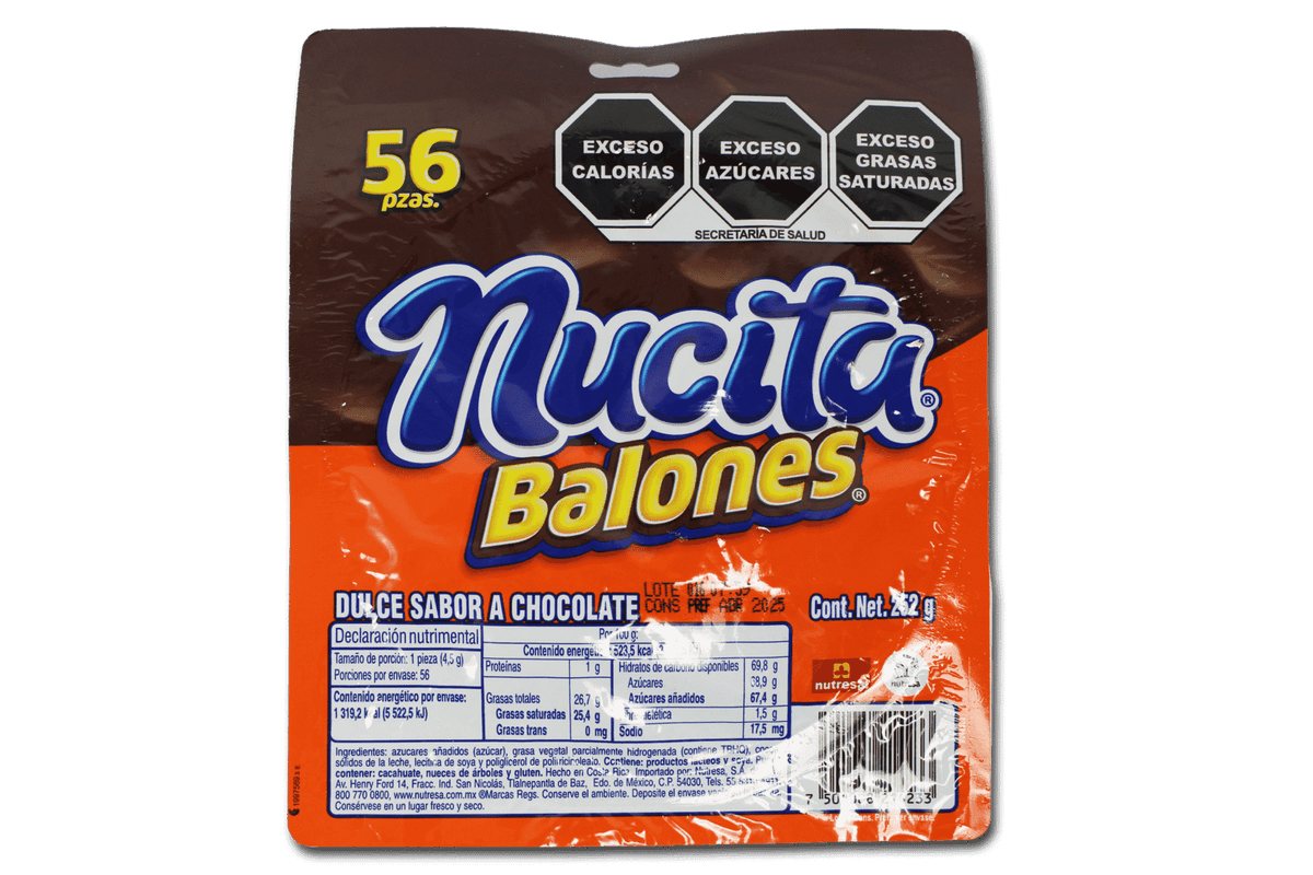Balones chocolate nucita 56 pzas.