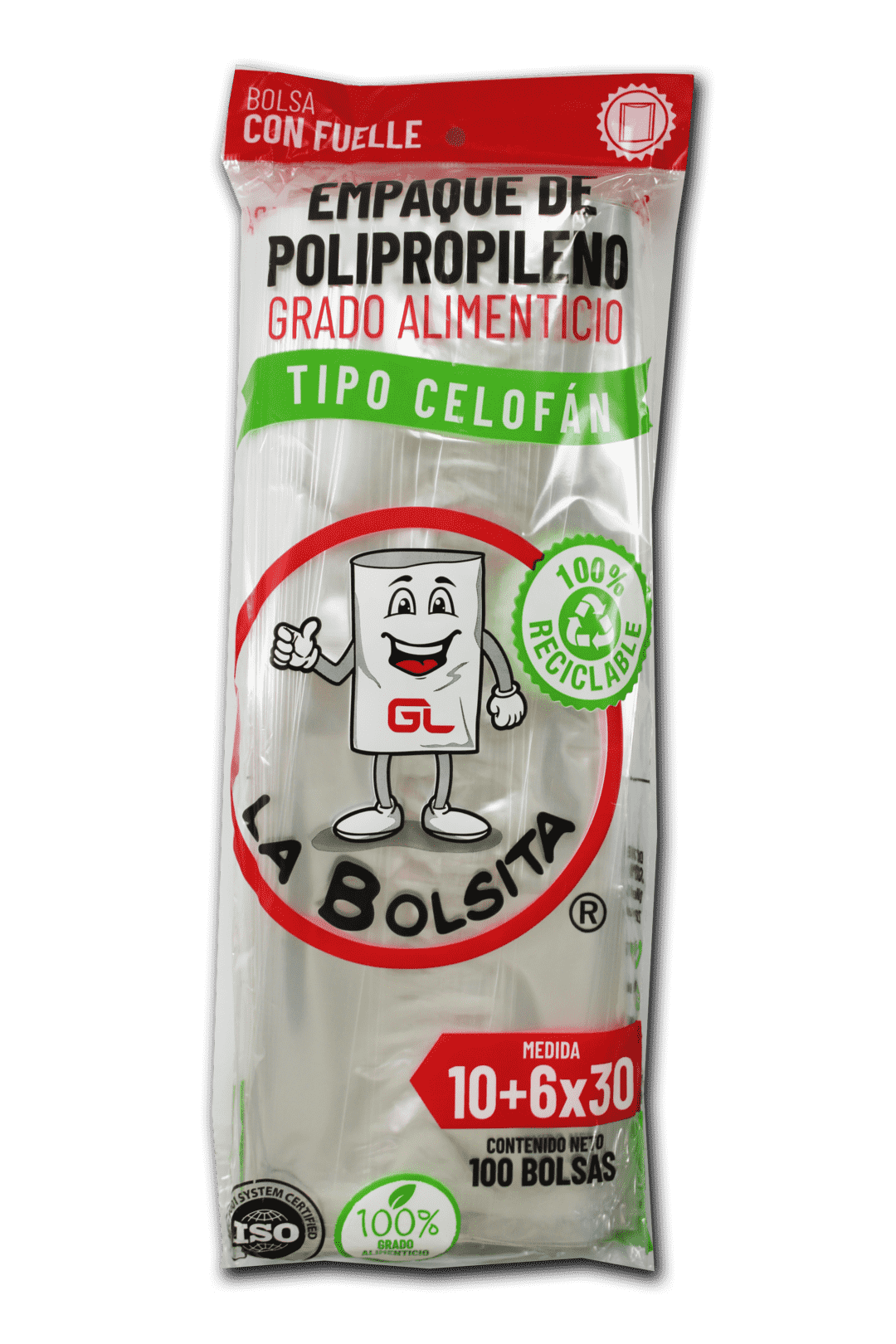 Bolsa celofán (10+6x30) con fuelle